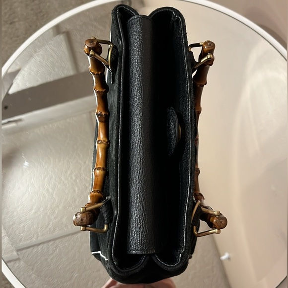 Gucci Diana Black Suede Leather Handbag Tote with Bamboo handles - Picture 17 of 17